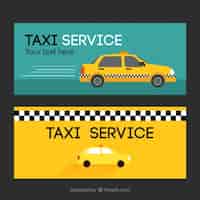 Kostenloser Vektor satz von zwei banner mit taxi