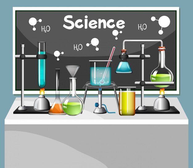 Satz wissenschaftsausrüstungen im labor