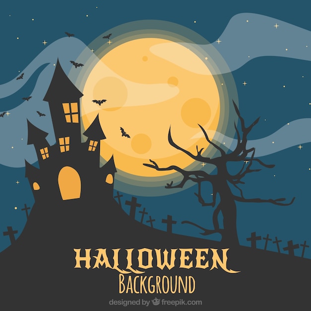 Kostenloser Vektor scary halloween landschaft hintergrund