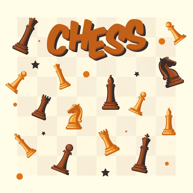 Kostenloser Vektor schachfigurenkarte mit sternen und punkten