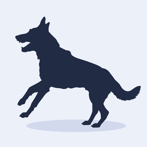 Schäferhundschattenbildillustration des flachen Designs
