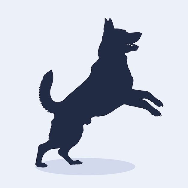 Schäferhundschattenbildillustration des flachen Designs