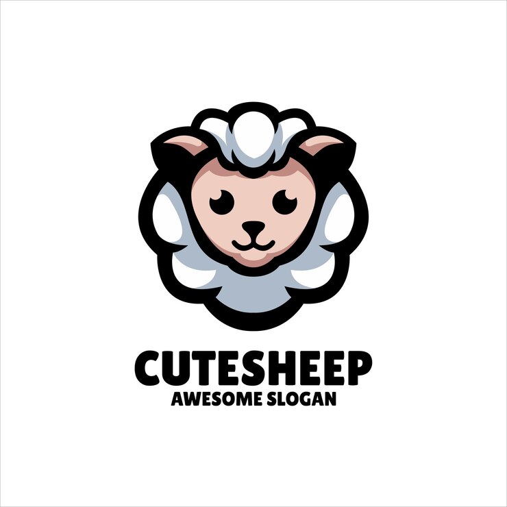 Kostenlose Vektor schaf-maskottchen-illustration-logo-design