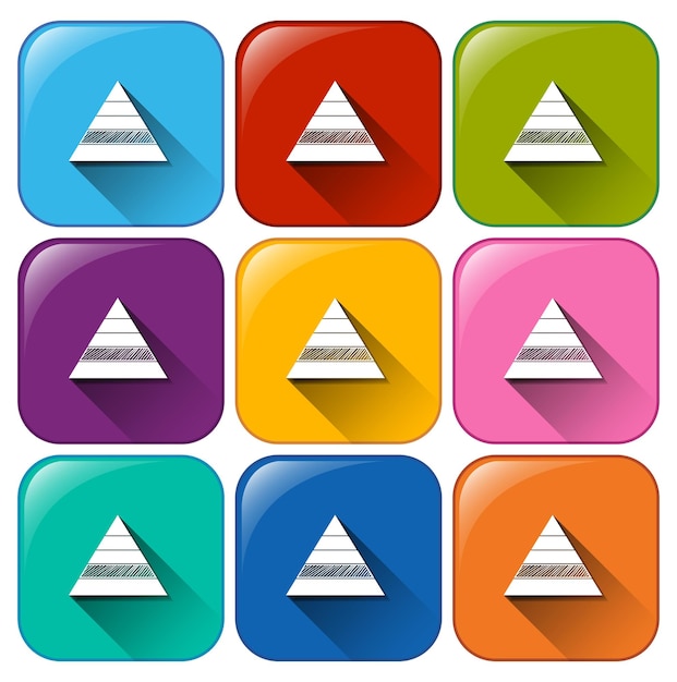 Kostenloser Vektor schaltflächen mit dreieckigen diagrammen
