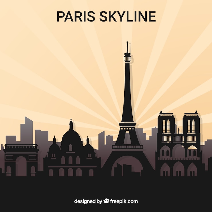 Kostenlose Vektor schattenbild der skyline von paris