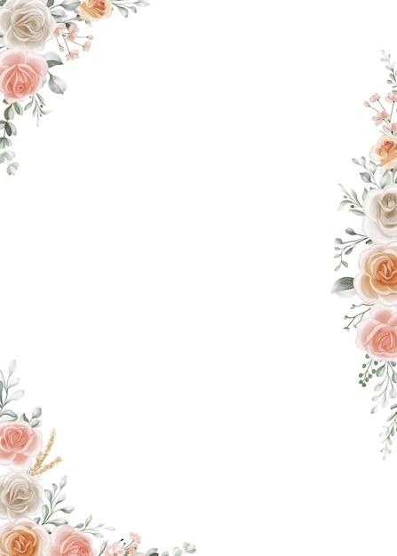Schattierungen von pfirsichfarbenen, sanft orangefarbenen und weißen Rosen, Blumenrahmenhintergrund