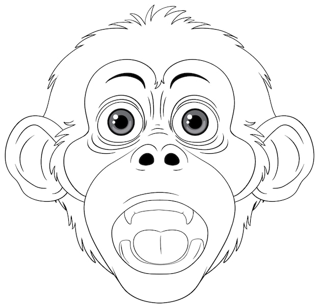 Kostenloser Vektor schimpansen-cartoon-charakter-umriss zum ausmalen