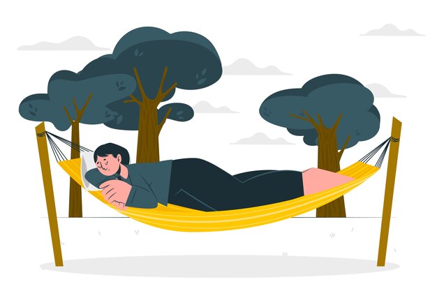 Schlafen in einem hängemattenillustrationskonzept