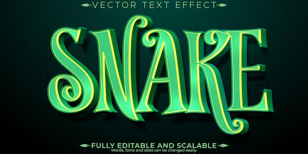 Kostenloser Vektor schlangen-horror-texteffekt, bearbeitbarer halloween- und gruseliger textstil
