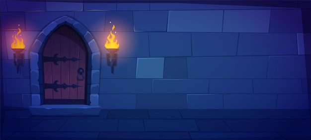 Kostenloser Vektor schloss-dungeon-wand-cartoon-hintergrund für das spiel