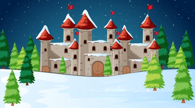 Schloss in der Schneeszene
