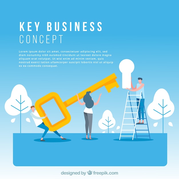 Kostenloser Vektor schlüsselgeschäftskonzept mit flachem design