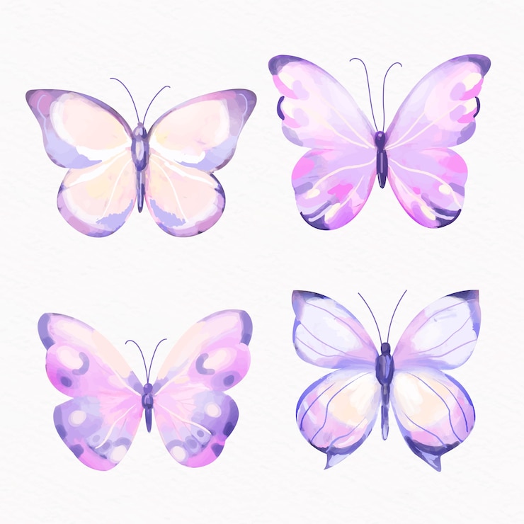 Kostenlose Vektor schmetterlings-illustrationssatz