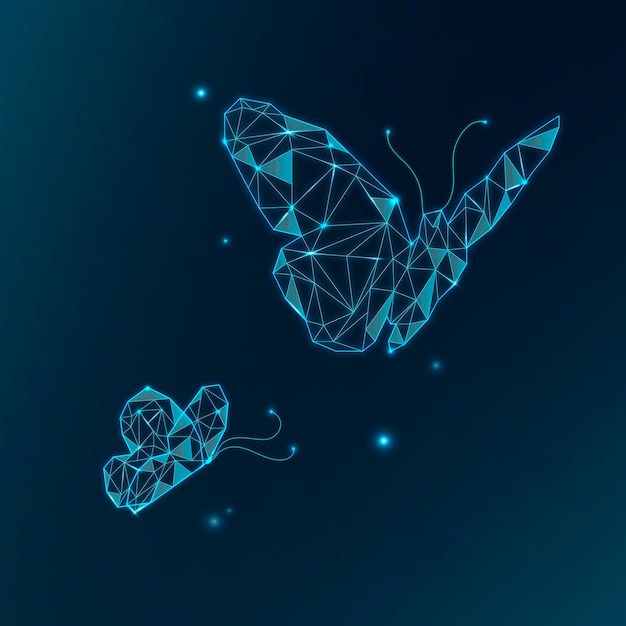 Schmetterlingstechnologievektor, blaue Grafik der digitalen Transformation