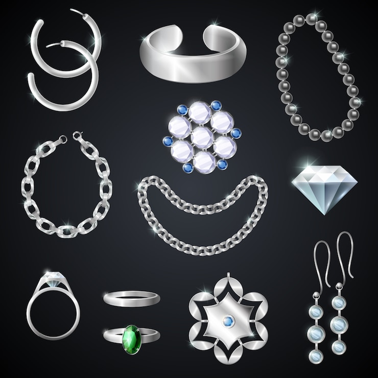 Kostenlose Vektor schmuck silber-set