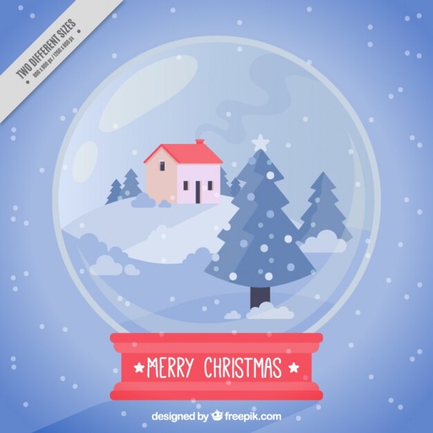 Kostenlose Vektor schneeball-hintergrund mit weihnachtslandschaft