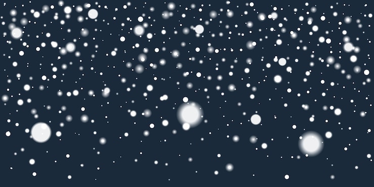 Kostenlose Vektor schneefall von weißen schneeflocken auf blauem hintergrund für winterferien oder saisonales design vektortextur