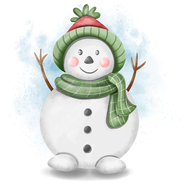 Entzückende Winter Schneemann Aquarellmalerei PNG online