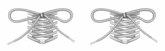 Kostenloser Vektor schnürsenkel mit schleifenknoten, schuhzubehör, graue schnürsenkel mit eglets.