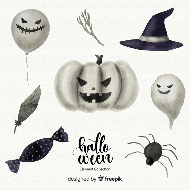 Schöne Aquarell Halloween Elementsammlung