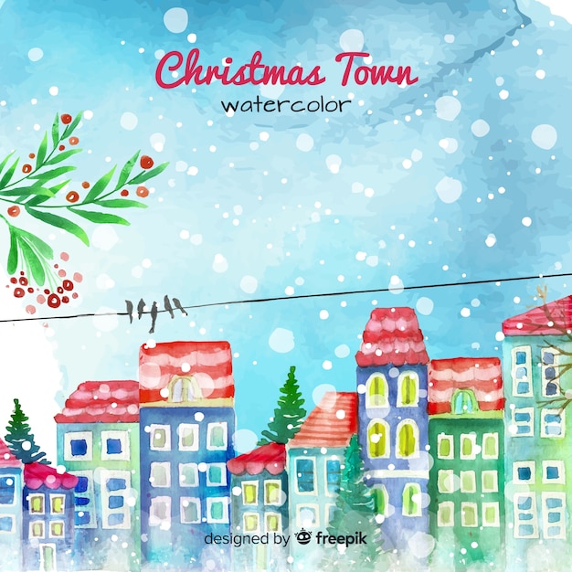 Schöne aquarell weihnachtsstadt