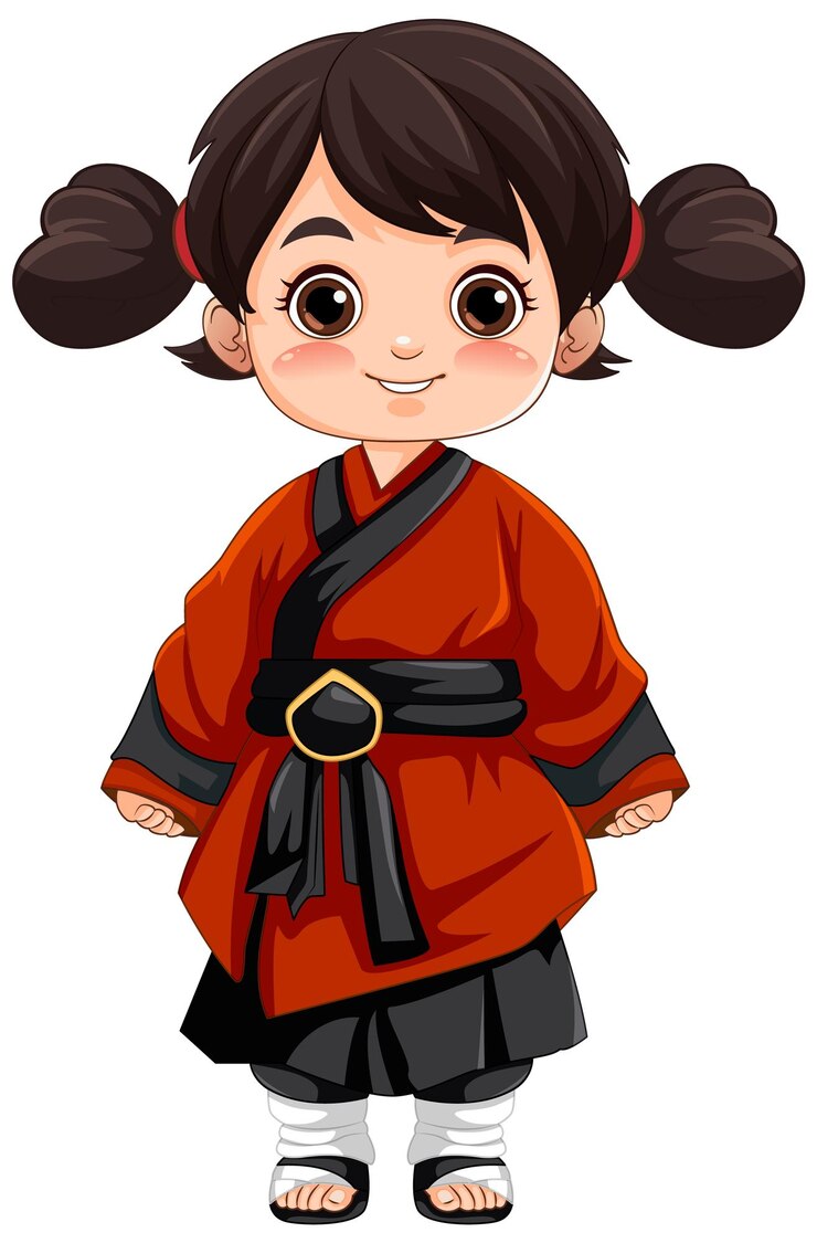Kostenlose Vektor schöne asiatische mädchen in traditioneller kleidung