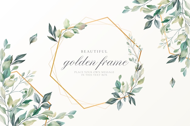 Schöne Blumenkarte mit goldenem Rahmen