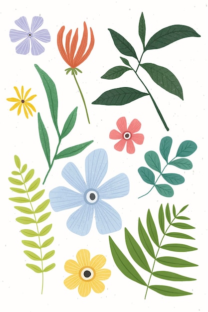 Kostenloser Vektor schöne bunte blumenillustration