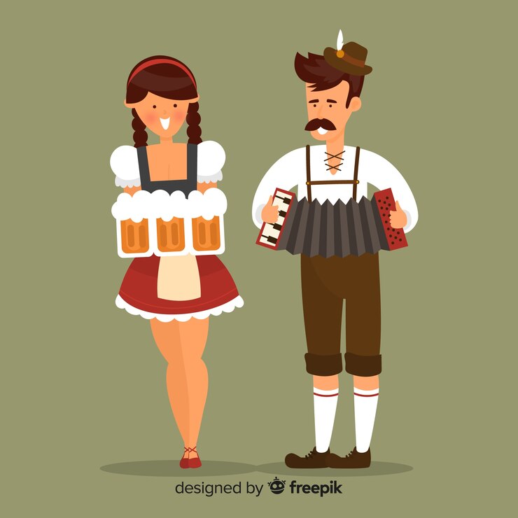 Kostenlose Vektor schöne charaktere feiern das oktoberfest