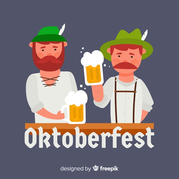 Kostenloser Vektor schöne charaktere feiern oktoberfest