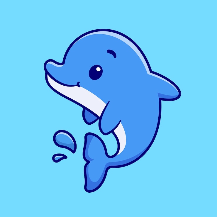 Kostenlose Vektor schöne delfine schwimmen cartoon vektor-ikonen illustration tier natur ikonen isolierte flache vektor