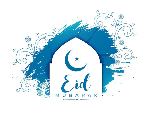 Schöne eid-mubarak-karte mit moschee und mond für spirituelle berührung
