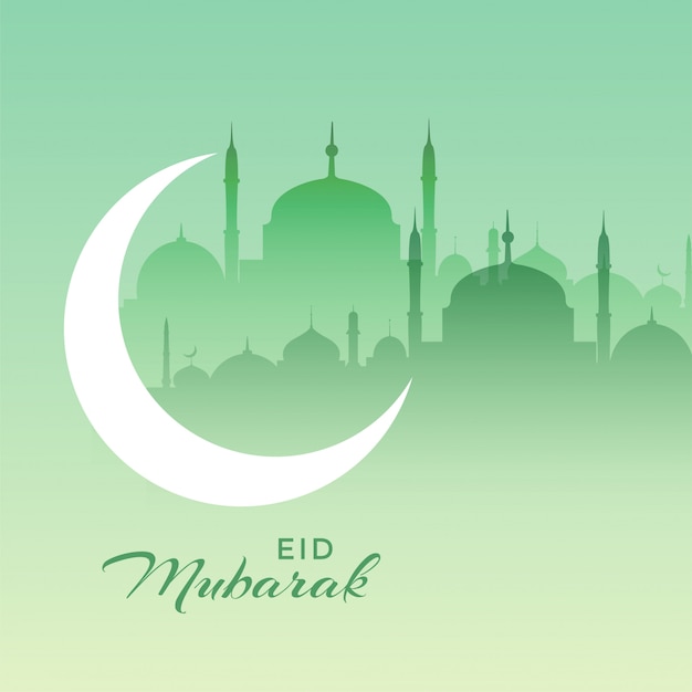 Schöne eid mubarak moschee szene mit mondsichel