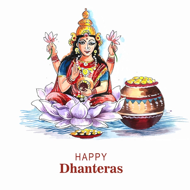 Schöne Feier glücklich Dhanteras Grußkartendesign