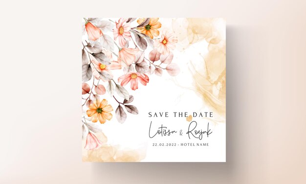 Schöne florale Hochzeitseinladungskarte mit korallenroter Farbe