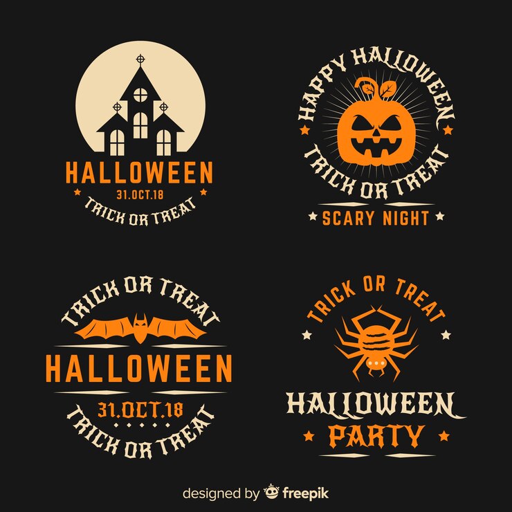 Kostenlose Vektor schöne halloween abzeichen sammlung