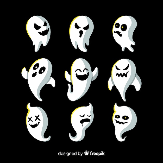 Schöne Halloween Geist Sammlung mit flachem Design