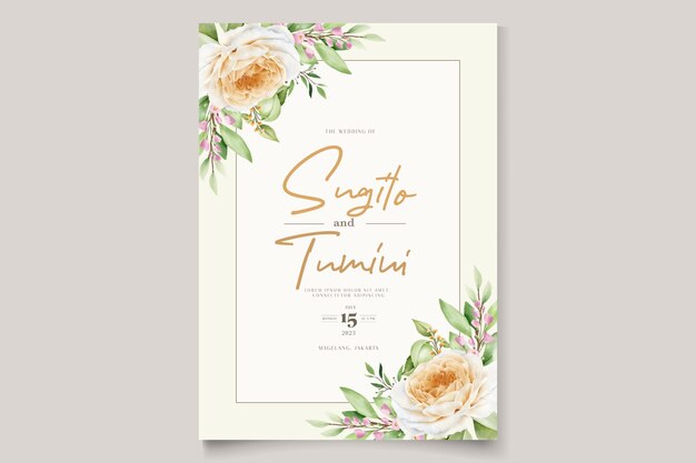 Schöne handgezeichnete rosen hochzeitseinladungskartenset