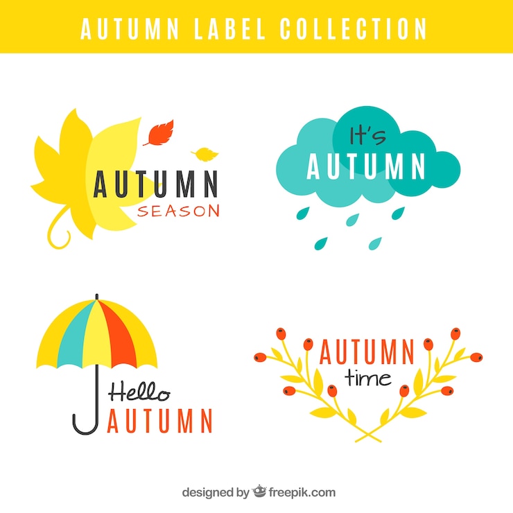 Kostenlose Vektor schöne herbst-label-kollektion