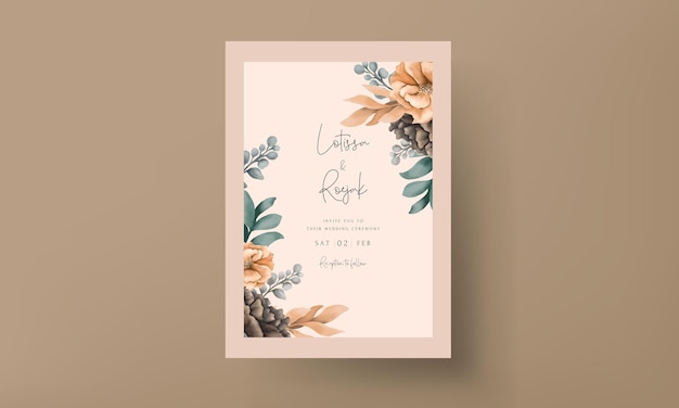 schöne Hochzeits-Einladungskarte mit Vintage-Wasserfarbenblumen und -blättern