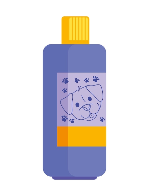 Schöne hunde-shampoo-flasche-symbol isoliert