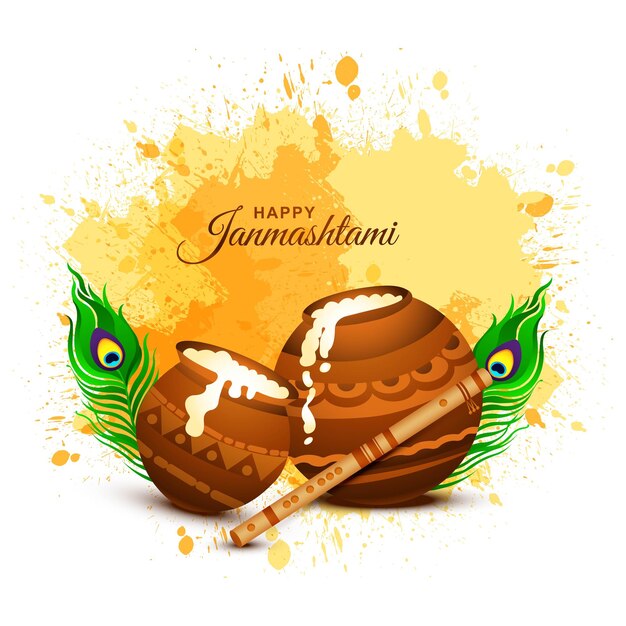 Schöne Illustration von Dahi Handi für hinduistisches Festival Shree Krishna Janmashtami Kartenhintergrund