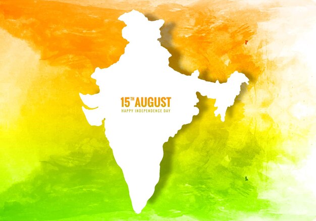 Schöne indische Unabhängigkeitstagskarte mit Indien-Kartenhintergrund