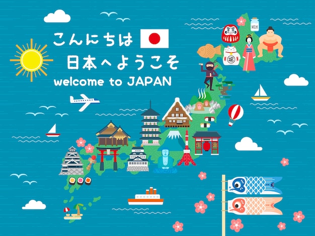 Japan Karte Premium Vektor