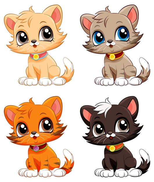 Schöne Katzen-Cartoonfiguren-Sammlung