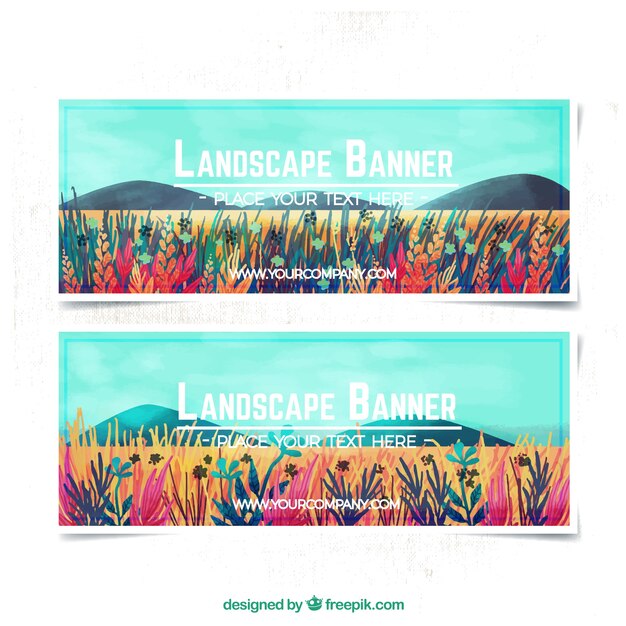 Schöne landschaft aquarell banner