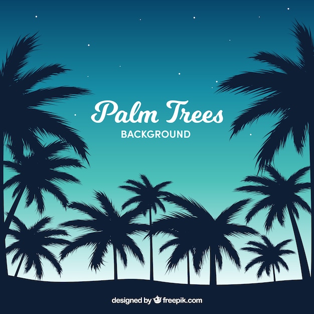 Kostenloser Vektor schöne landschaft von palmen hinterleuchtet
