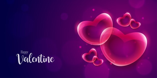 Schöne Liebe Valentinstag Banner Hintergrund Mehrzweck Metallic 3D-Herz-Effekt