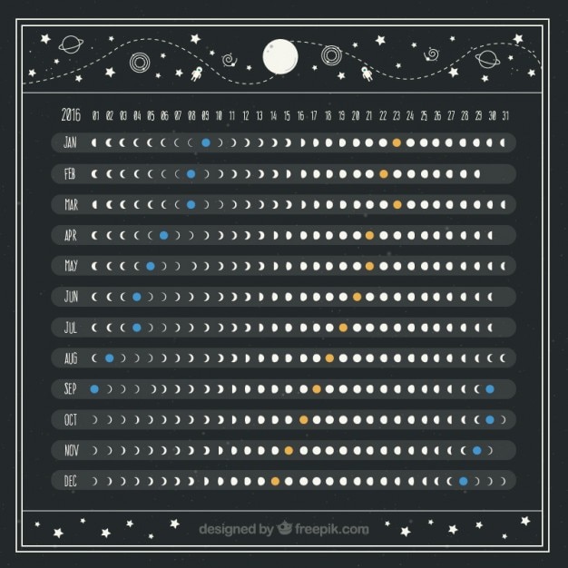 Kostenloser Vektor schöne mondkalender