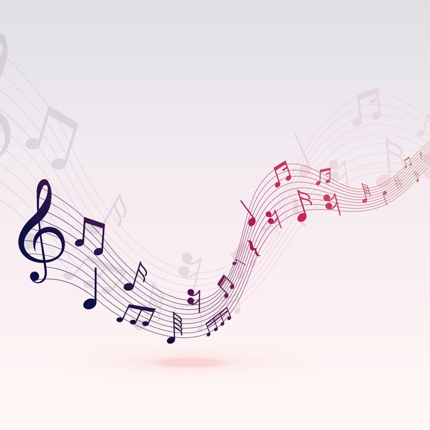 schöne Musiknoten Wave Hintergrunddesign